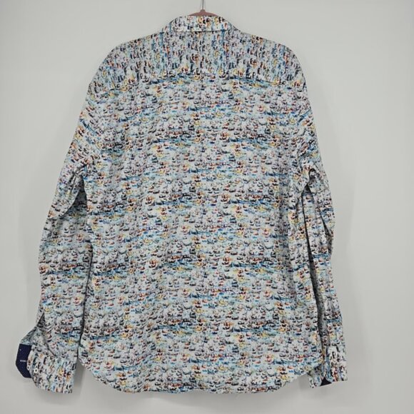 Bugatchi Men's Shaped Fit Sailboat Pattern Button Front Casual Shirt Size 3X - Picture 7 of 12